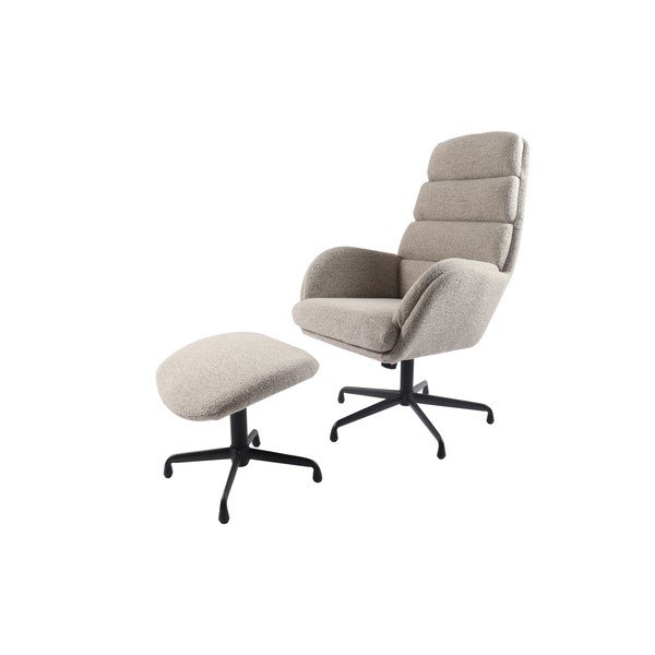 Svetlosivé relaxačné kreslo s podnožkou z textílie buklé Sifton – Unique Furniture