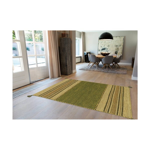 Zelený ručne vyrábaný bavlnený koberec Arte Espina Navarro 2916, 130 × 190 cm