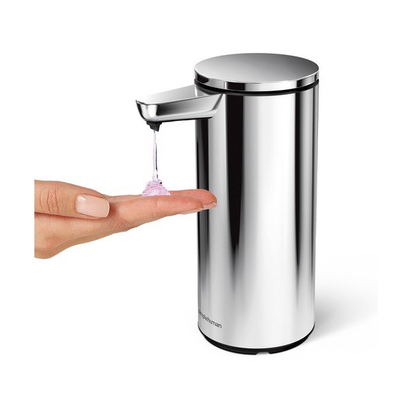 Bezdotykový oceľový dávkovač mydla v lesklej striebornej farbe 266 ml – simplehuman-image-3