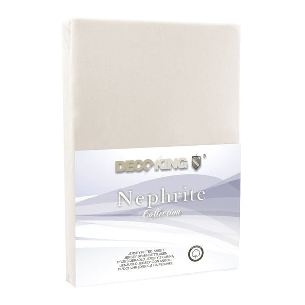 Béžová elastická plachta DecoKing Nephrite, 140/160 x 200 cm-image-1