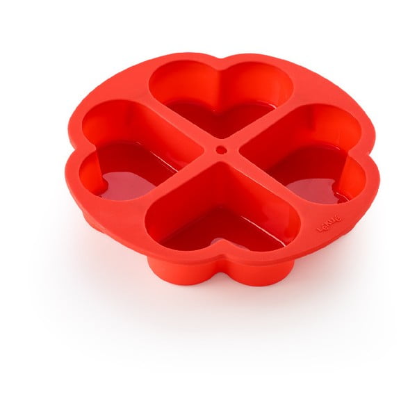 Červená silikónová deliaca forma na tortu v tvare srdca Lékué, ⌀ 25 cm