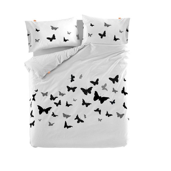 Bavlnená obliečka na perinu Blanc Butterflies, 200 × 200 cm