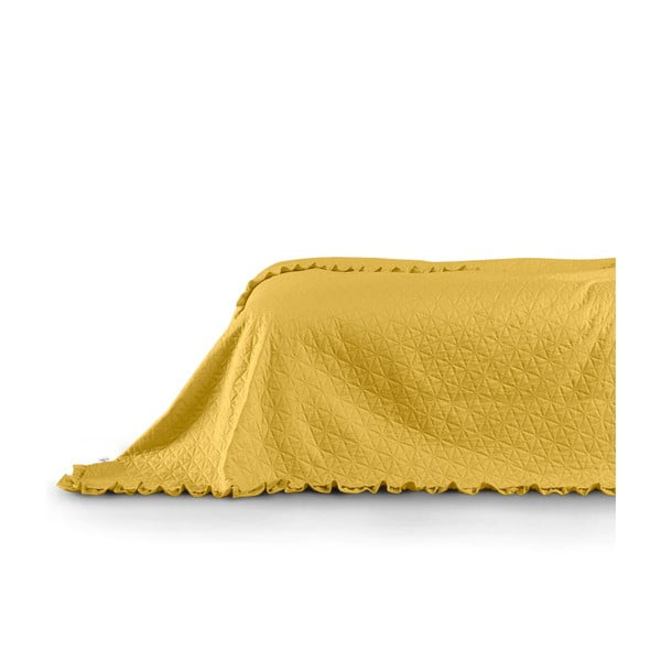 Žltý pléd cez posteľ AmeliaHome Tilia, 220 x 240 cm
