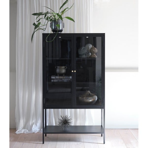 Čierna kovová vitrína 90x160 cm Carmel – Unique Furniture-image-3