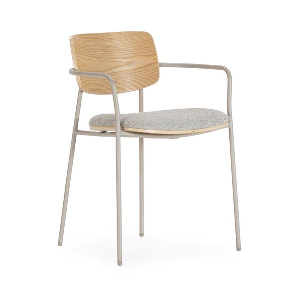 Svetlosivé/v prírodnej farbe čalúnené jedálenské kreslá v súprave s podrúčkami Nour – MOME