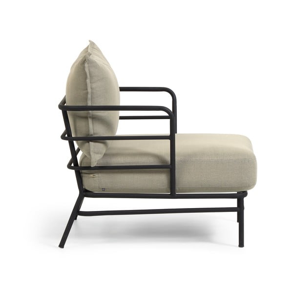 Béžové záhradné kreslo s kovovou konštrukciou Kave Home Mareluz-image-2