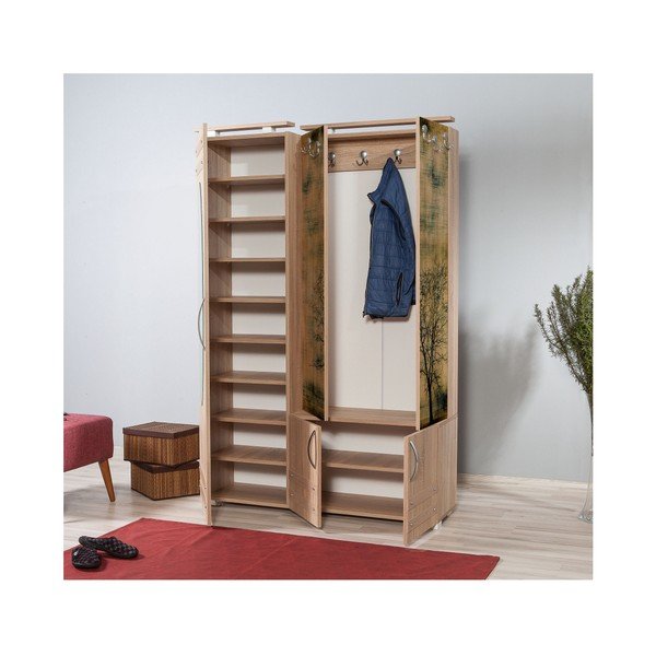 Hnedá predsieňová stena so zrkadlom Síhirlí Tree, výška 195 cm-image-4