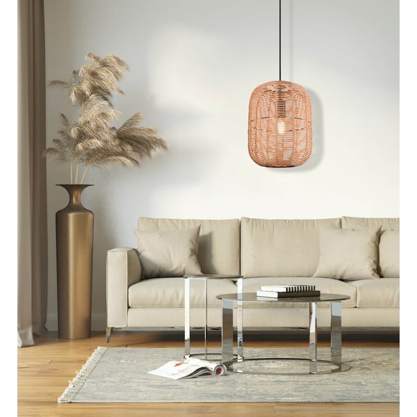 Svetlohnedé závesné svietidlo s textilným tienidlom ø 35 cm Runa – Trio-image-3