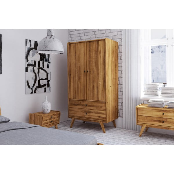 Šatníková skriňa z dubového dreva 100x200 cm Retro - The Beds-image-1