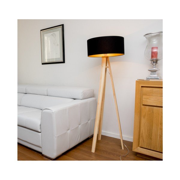 Stojacia lampa s čiernym tienidlom a transparentným káblom Ragaba Wanda-image-3