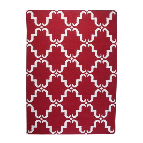 Vlnený koberec Geometry Home Red & White, 160x230 cm