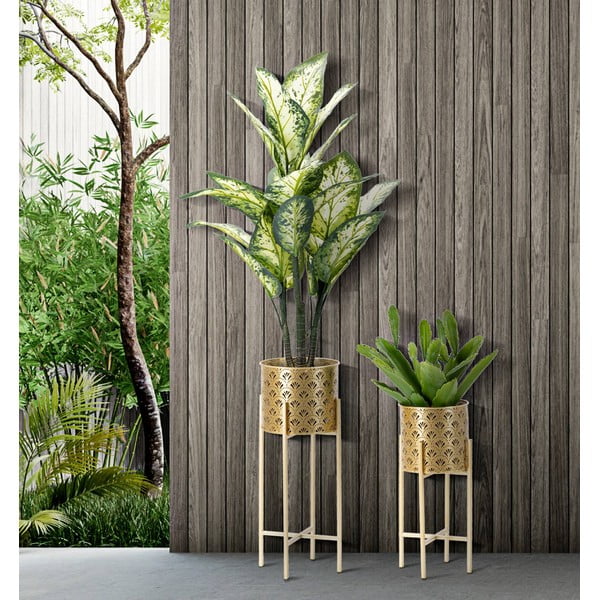 Súprava 2 stojanov na kvetináč v zlatej farbe Mauro Ferretti Golvy, výška 52 cm-image-1