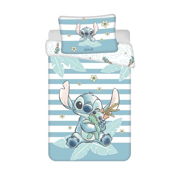 Svetlomodrá bavlnená detská obliečka do postieľky 100x135 cm Lilo & Stitch "Tropical Hugs" – Jerry Fabrics