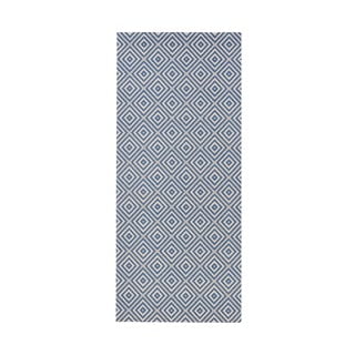Modrý vonkajší koberec NORTHRUGS Karo, 80 × 150 cm