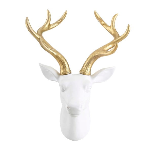 Biela nástenná dekorácia s detailmi v zlatej farbe Denzzo Deer