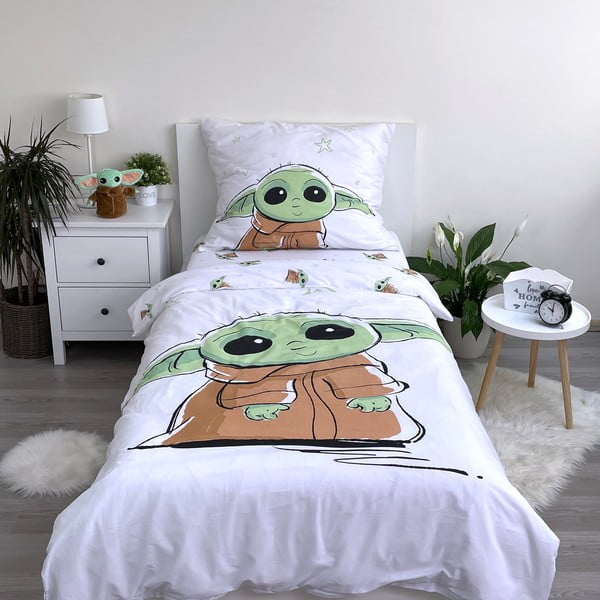 Bavlnené detské obliečky na jednolôžko 140x200 cm Star Wars Baby Yoda - Jerry Fabrics-image-1