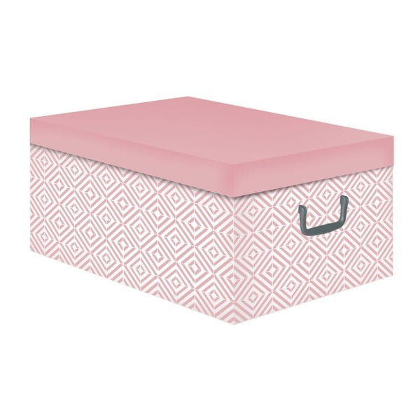 Ružová úložná škatuľa s viečkom Compactor Cube 50 × 40 × 25 cm