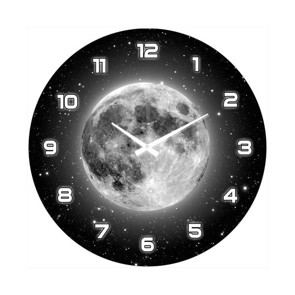 Sklenené hodiny Úplněk měsíce, 34 cm