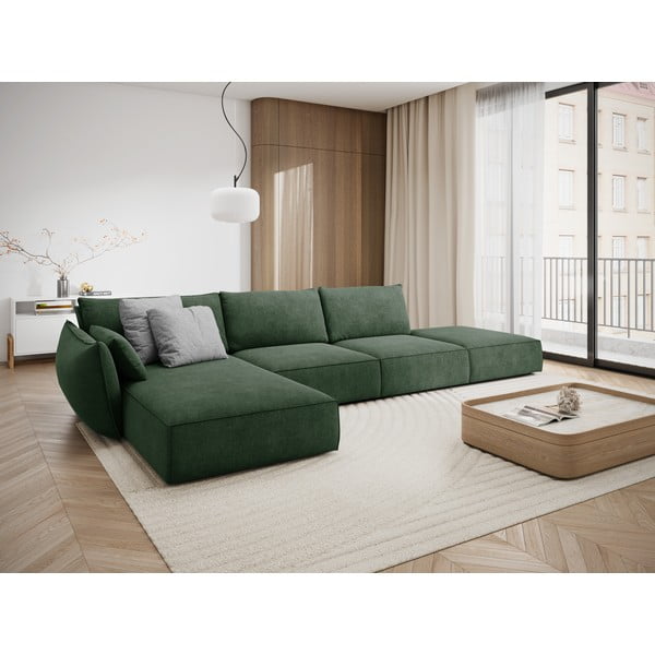 Tmavozelená rohová pohovka (ľavý roh) Vanda - Mazzini Sofas-image-1