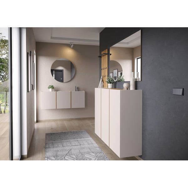 Krémová predsieňová skrinka 138x55x29 cm Libbiano – Germania-image-1