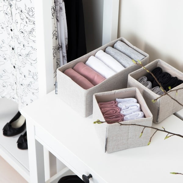 Súprava 3 béžových organizérov Bigso Box of Sweden Drawer-image-1