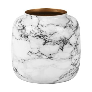 Bielo-čierna železná váza PT LIVING Marble, výška 19,5 cm