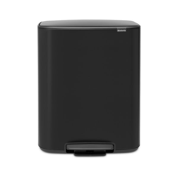 Matne čierny nášľapný oceľový odpadkový kôš na triedený odpad 60 l Bo – Brabantia-image-4