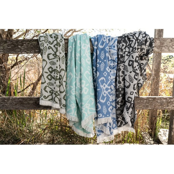 Tmavozelený pléd s podielom bavlny Euromant Summer Linen, 140 x 180 cm-image-4