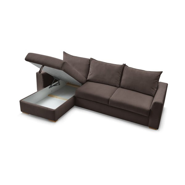 Hnedá menčestrová rozkladacia rohová pohovka (variabilná) Augustin – Bobochic Paris-image-4