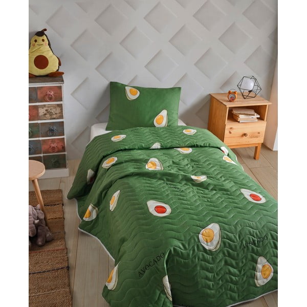 Detská prikrývka cez posteľ s obliečkou na vankúš Mijolnir Avocado, 160 x 220 cm