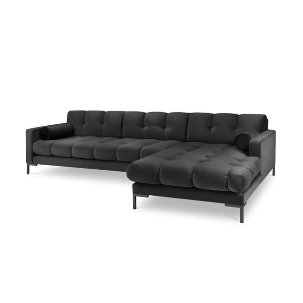 Tmavosivá zamatová rohová pohovka Cosmopolitan Design Bali, pravý roh-image-2