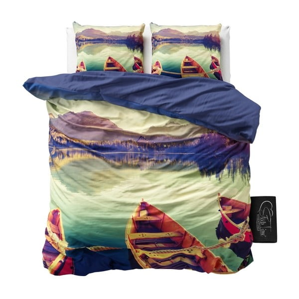 Obliečky z mikroperkálu Sleeptime Boat in Lake, 200 x 220 cm
