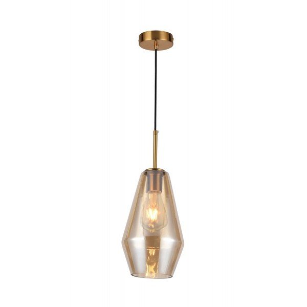 Závesné svietidlo v zlatej farbe s kovovo-skleneným tienidlom ø 17 cm Lime – GTV