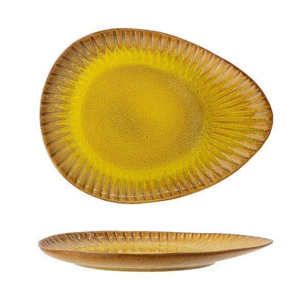 Žltý servírovací tanier z kameniny Bloomingville Cala, 34 x 25,5 cm-image-2