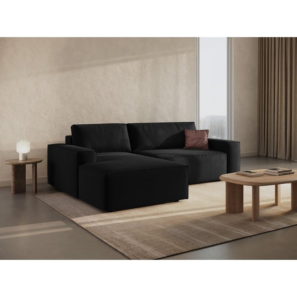 Čierna rozkladacia rohová pohovka (ľavý roh) Jodie – Micadoni Home-image-1