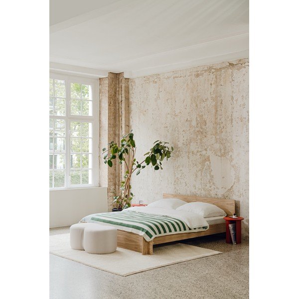 Dvojlôžková posteľ z drevotriesky/z preglejky v dekore duba s roštom 160x200 cm v prírodnej farbe Valt – noo.ma-image-3