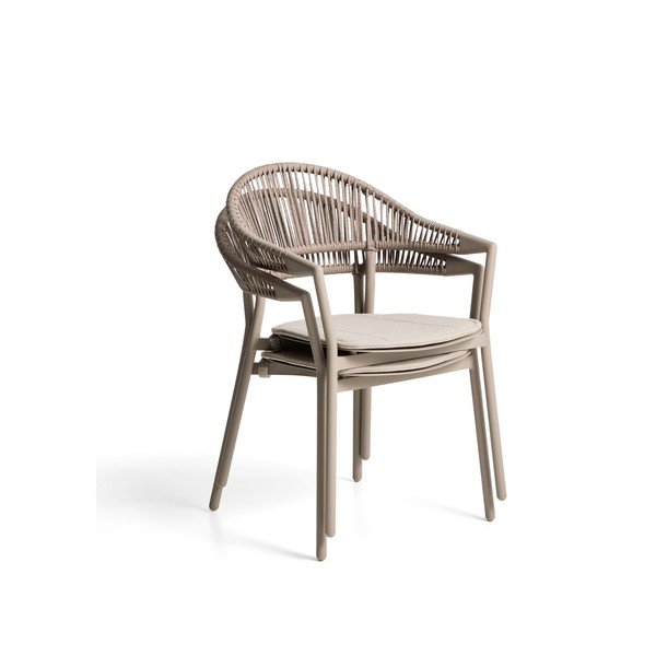 Taupe polstrovaná záhradná stolička Alimia – Kave Home-image-2