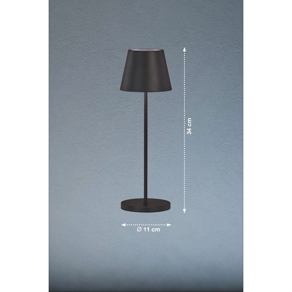 Čierna LED stmievateľná stolová lampa s kovovým tienidlom (výška 34 cm) Cosenza 2.0 – Fischer & Honsel-image-2