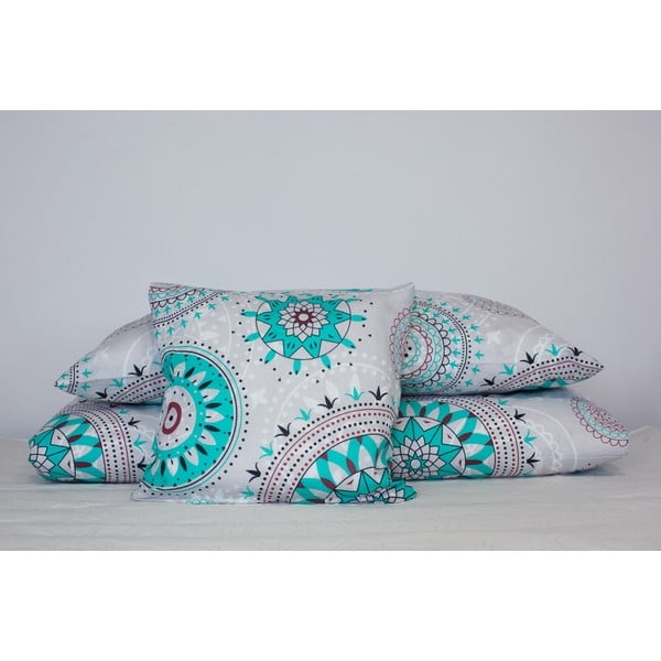 Bavlnené obliečky na jednolôžko s tyrkysovomodrým dekorom Cotton House Mandala, 140 x 200 cm