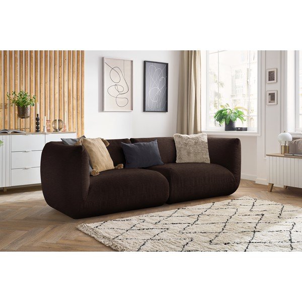 Tmavohnedá menčestrová pohovka 260 cm Lecomte – Bobochic Paris-image-1