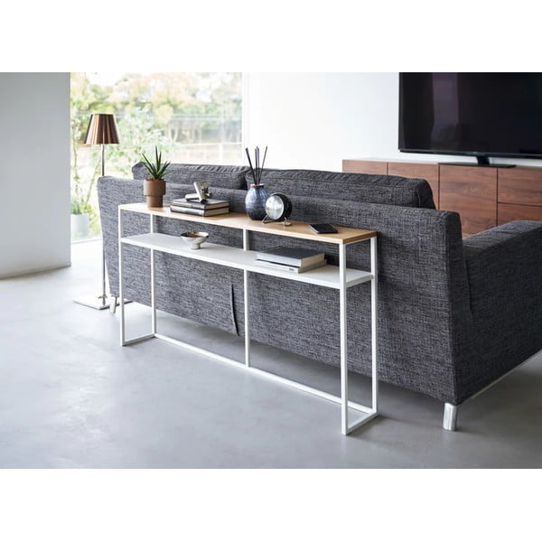 Konzolový stolík v bielej a svetlo hnedej farbe v dekore jaseňa 20,5x126 cm Tower – YAMAZAKI-image-1