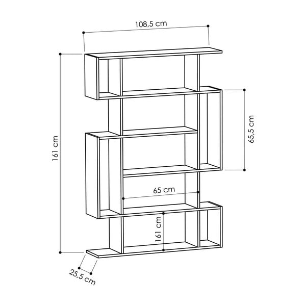Antracitovosivá/v prírodnej farbe knižnica v dekore duba 108,5x161 cm Mito – Homitis-image-2