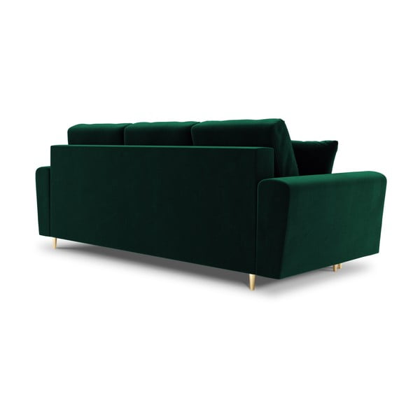 Zelená zamatová rozkladacia/s úložným priestorom pohovka 235 cm Kyoto – Cosmopolitan Design-image-3