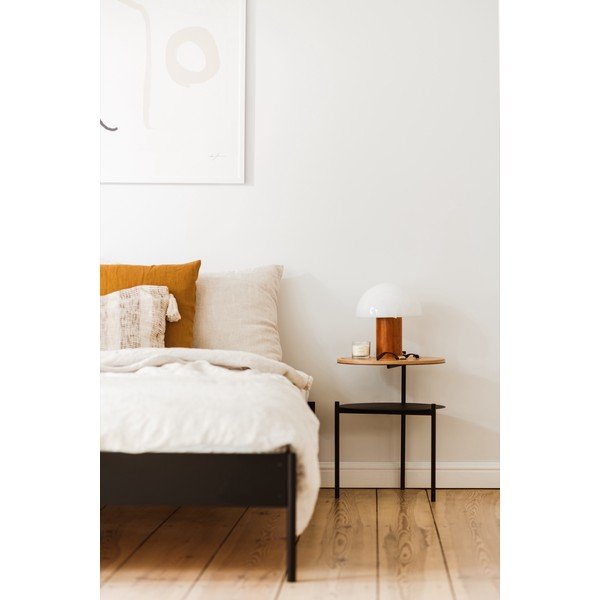 Čierny/v prírodnej farbe nočný stolík s doskou v dubovom dekore Tu – noo.ma-image-1