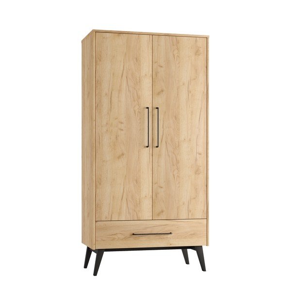 Detská šatníková skriňa v dekore buka v prírodnej farbe 100x200 cm Retro – Pinio-image-2