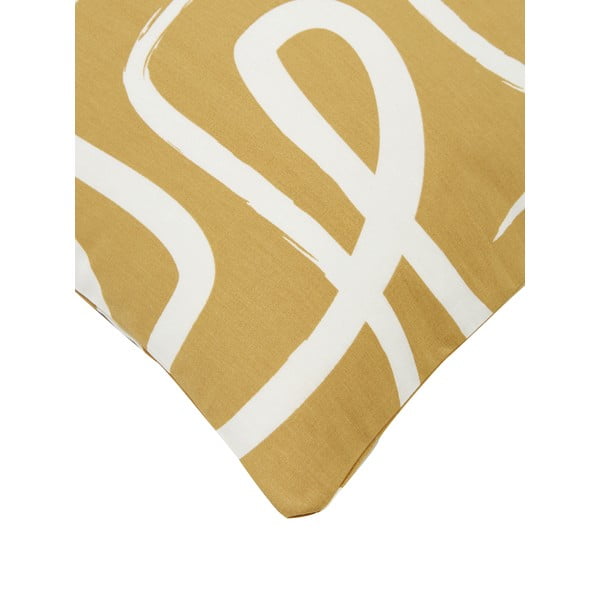 Žlto-biele obliečky na jednolôžko z bavlneného perkálu Westwing Collection Malu, 135×200 cm-image-3