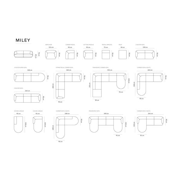 Sivá pohovka 259 cm Miley – Micadoni Home-image-4