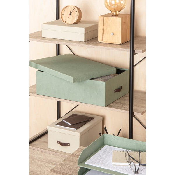 Kartónové úložné boxy s vekom v mentolovej farbe v súprave 3 ks 31x47x15 cm Inge – Bigso Box of Sweden-image-1