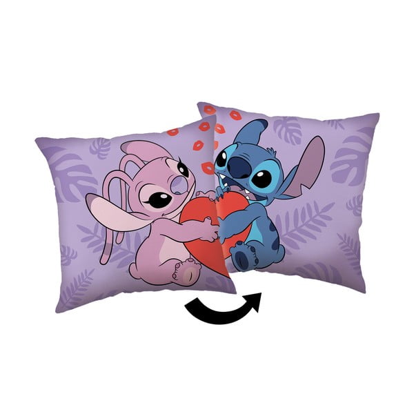 Fleecový detský vankúšik 40x40 cm Lilo and Stitch "Kiss" – Jerry Fabrics
