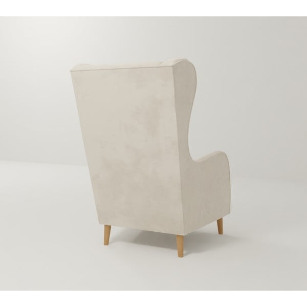 Krémové zamatové kreslo ušiak Carole – Ropez-image-2